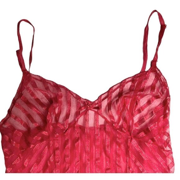 VTG 80s Red Gold Shimmer Sleeveless Sheer Bodysuit Teddy Negligee Women’s M - Picture 4 of 10